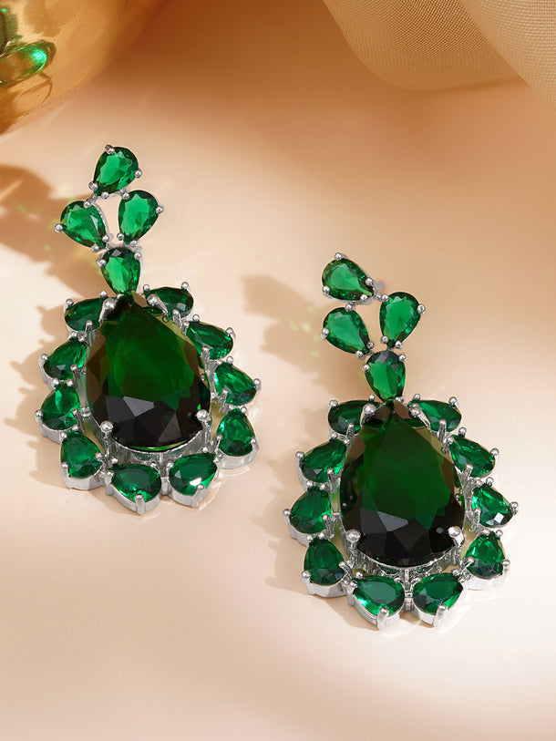 Emerald Glow Drama Statement Earrings