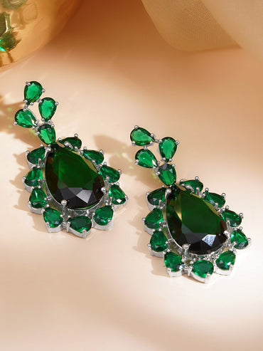 Emerald Glow Drama Statement Earrings