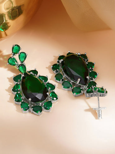 Emerald Glow Drama Statement Earrings