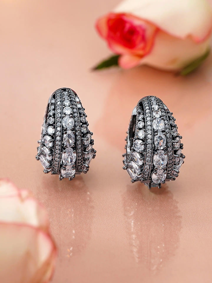 Statement Arc American Diamond Zirconia Hoop Earrings