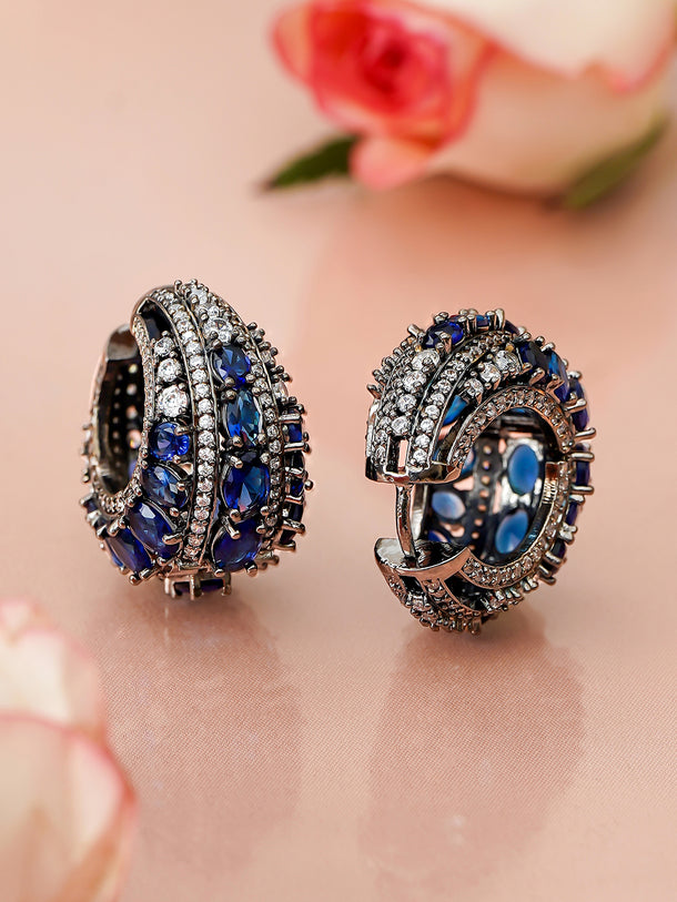 Opulent Blue Gem Statement Earrings