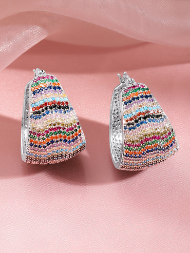 Multicolor Zirconia Luxe Hoop Earrings