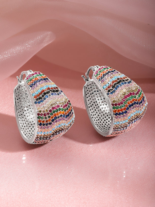 Multicolor Zirconia Luxe Hoop Earrings