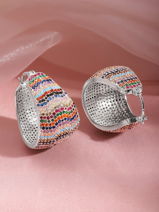 Multicolor Zirconia Luxe Hoop Earrings