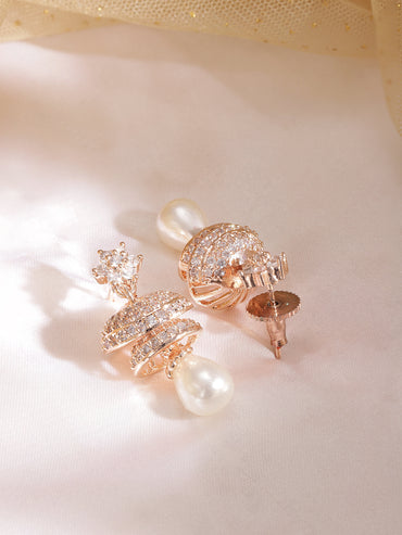 Stunning Chic Zirconia & Pearl Jhumka