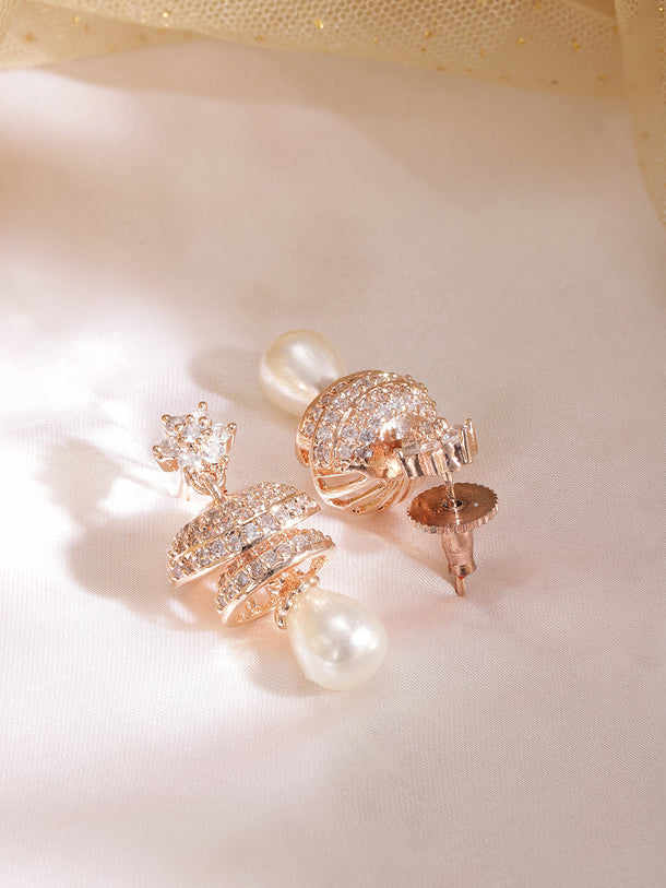 Stunning Chic Zirconia & Pearl Jhumka