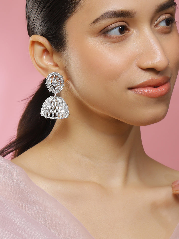 Dance of Sparkle & Tradition American Diamond Zirconia Jhumka