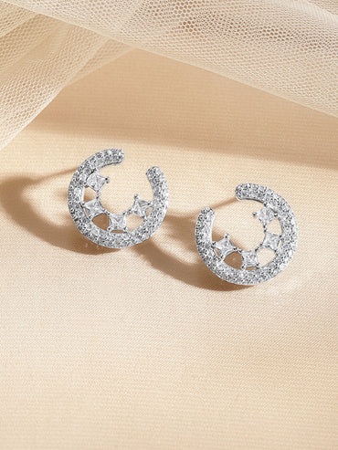 American Diamond Zirconia Stud Huggies