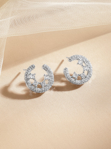 American Diamond Zirconia Stud Huggies