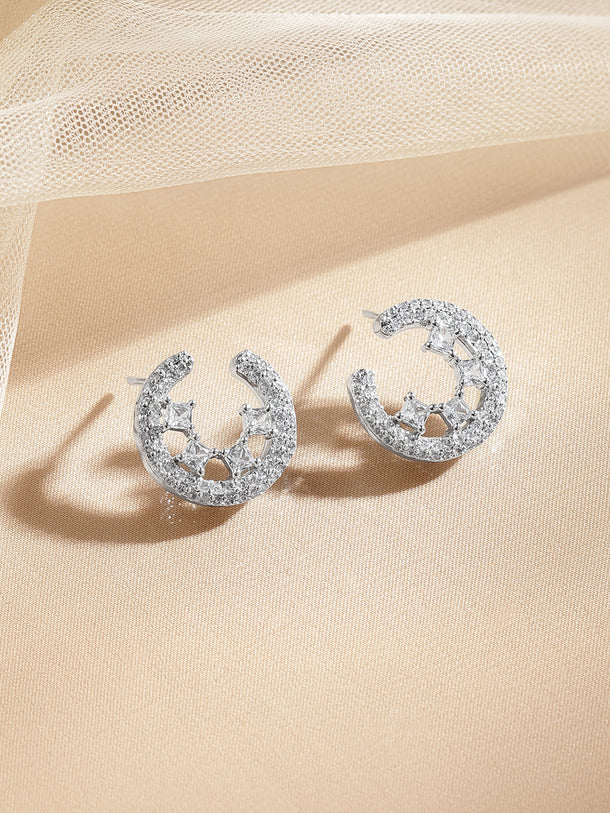 American Diamond Zirconia Stud Huggies