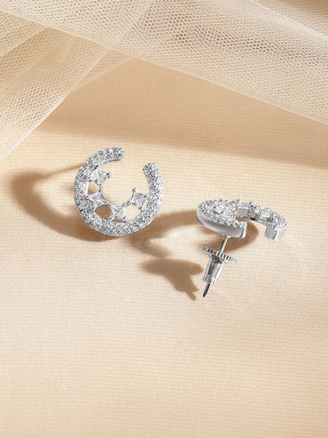 American Diamond Zirconia Stud Huggies