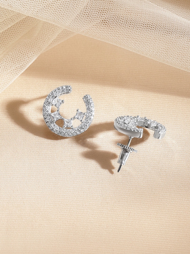 American Diamond Zirconia Stud Huggies