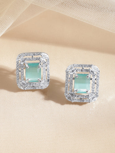 American Diamond Zirconia Mint Green Studs