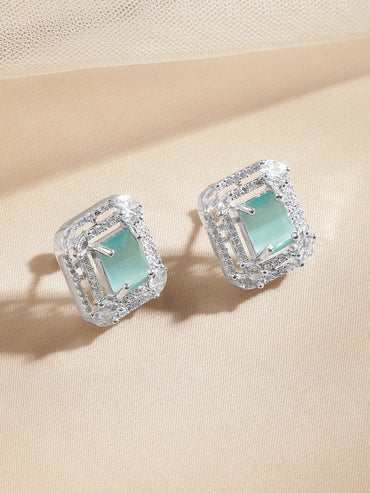 American Diamond Zirconia Mint Green Studs
