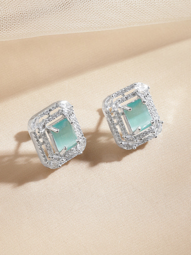 American Diamond Zirconia Mint Green Studs