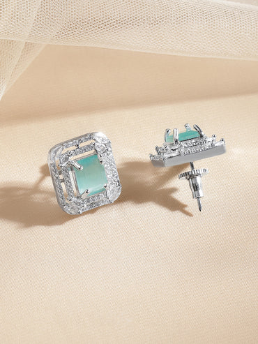 American Diamond Zirconia Mint Green Studs