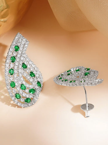 Emerald Spark Oversized Glam Stud Earrings