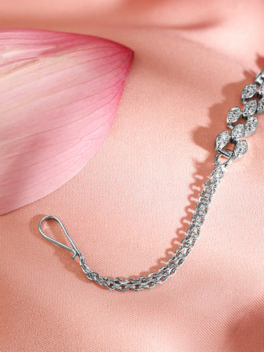 Rubans Rhodium Plated White Cubic Zirconia Maang Tikka