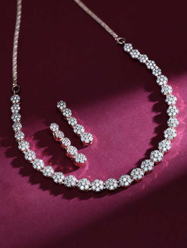 Rubans 22K Gold Polish AD Necklace set.