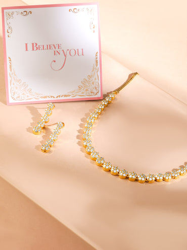 Rubans 22K Gold Polish AD Necklace set.