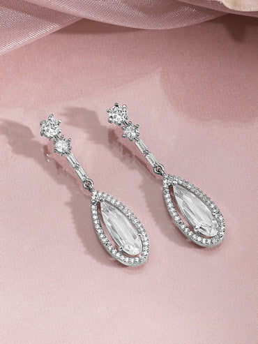 American Diamond Zirconia Studded Teardrop Necklace Set