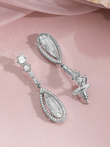 American Diamond Zirconia Studded Teardrop Necklace Set