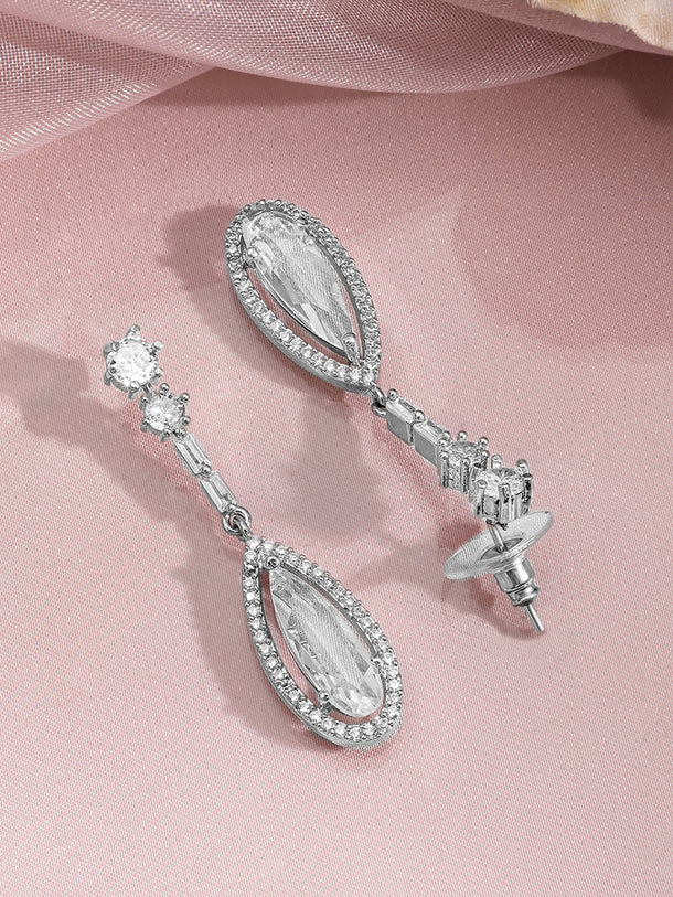 American Diamond Zirconia Studded Teardrop Necklace Set