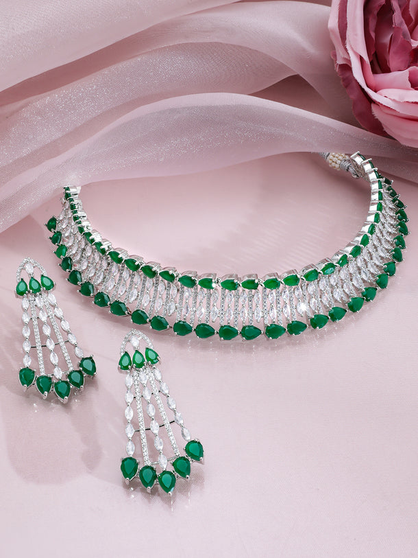 Emerald Green American Diamond Zirconia Choker Set
