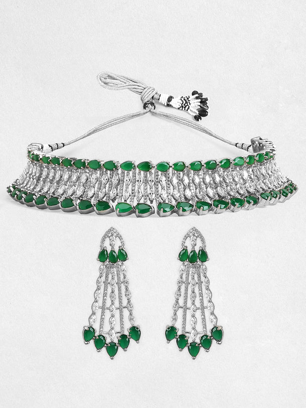 Emerald Green American Diamond Zirconia Choker Set