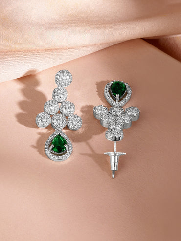 American Diamond Zirconia Green Drop Necklace Set