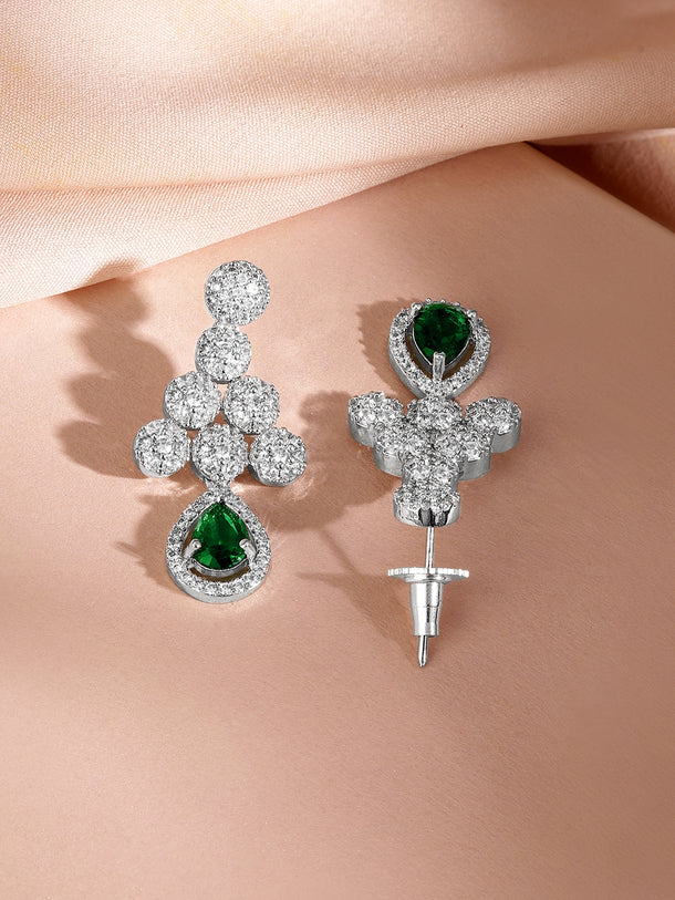 American Diamond Zirconia Green Drop Necklace Set