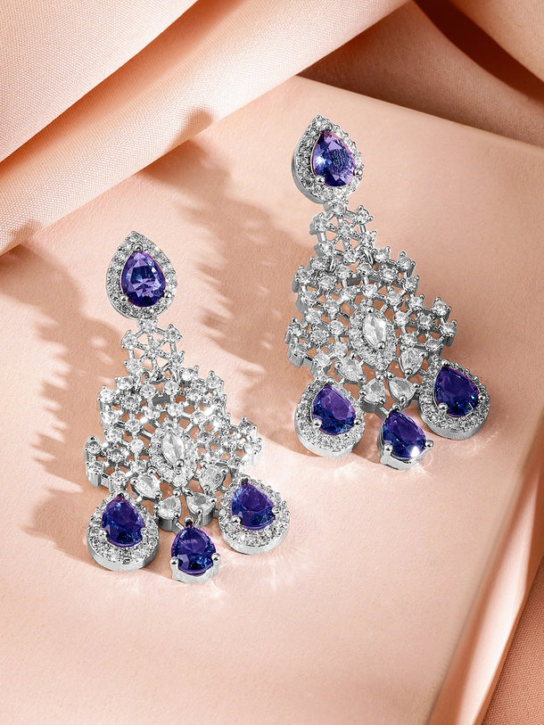 American Diamond Zirconia Purple Necklace Set