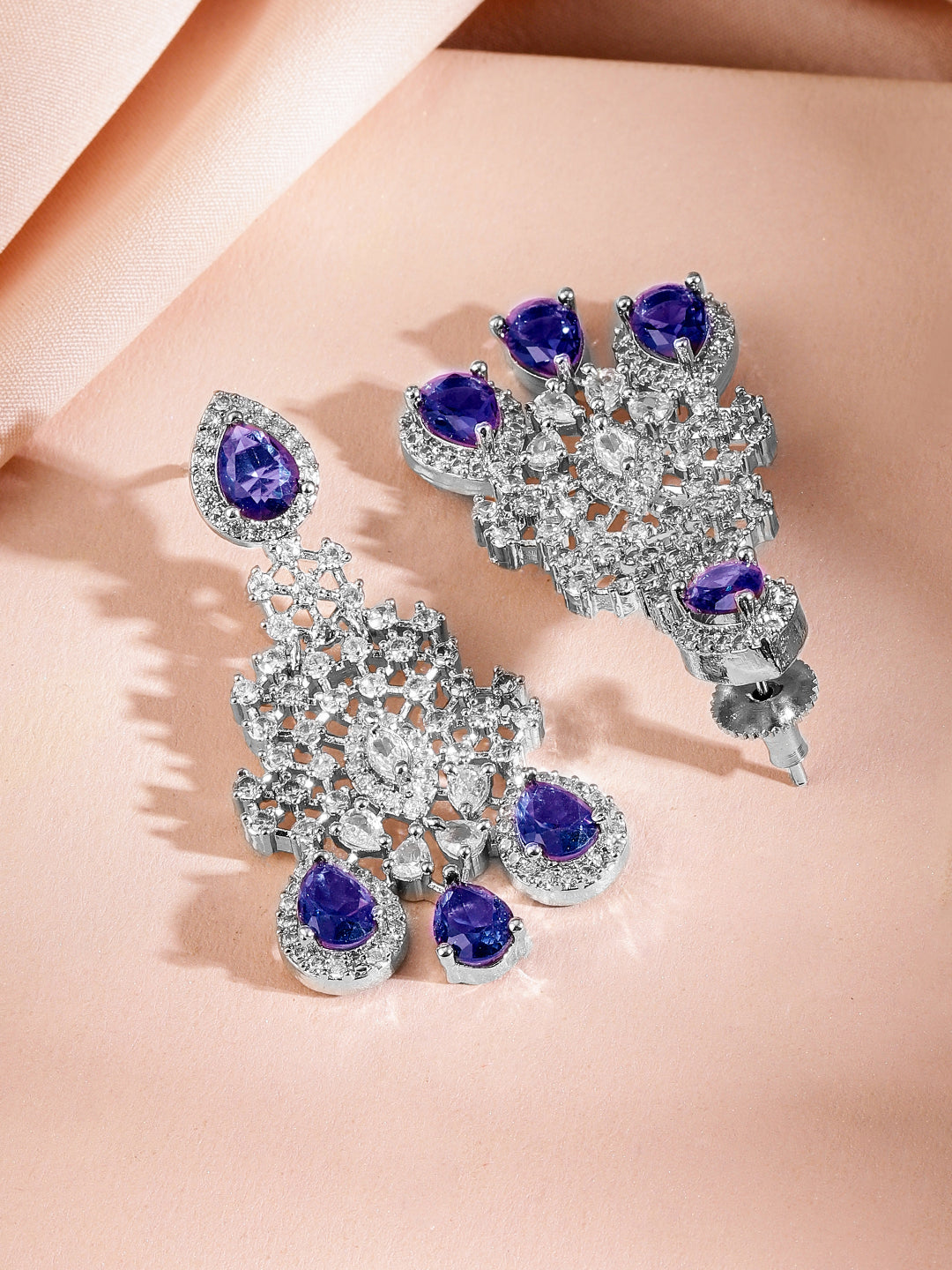 American Diamond Zirconia Purple Necklace Set