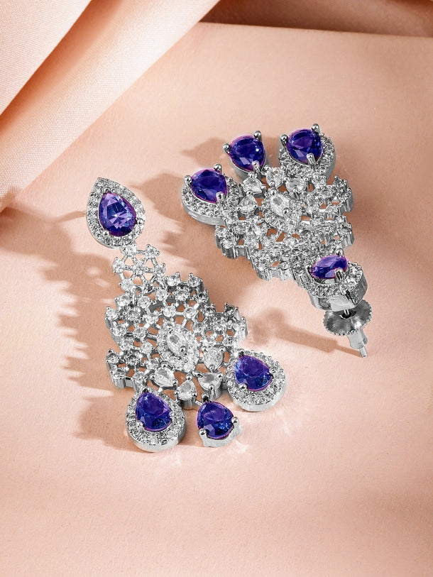 American Diamond Zirconia Purple Necklace Set