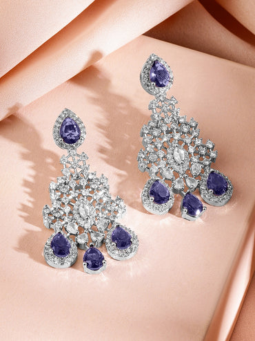 Purple Studded American Diamond Zirconia Necklace Set