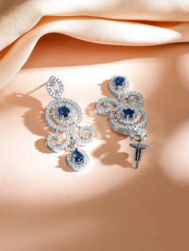 Blue Studded American Diamond Zirconia Layered Necklace Set