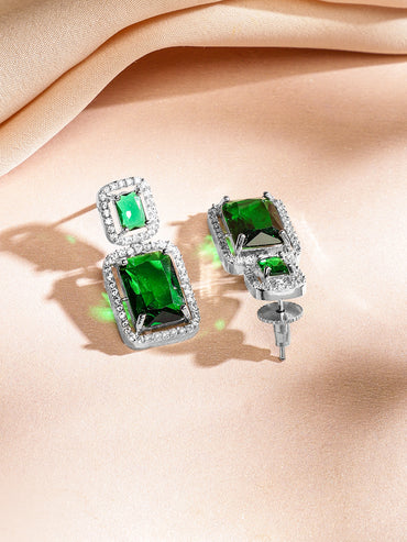 American Diamond Zirconia Emerald Necklace Set