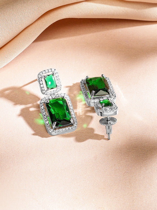 American Diamond Zirconia Emerald Necklace Set