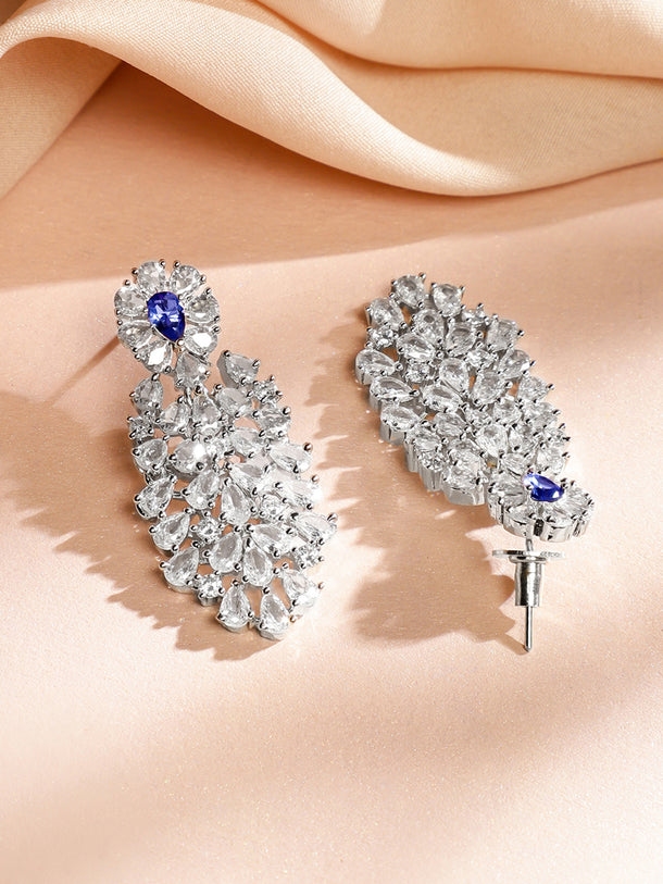 American Diamond Zirconia Blue Accented Necklace Set