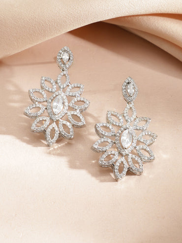 American Diamond Zirconia Floral Pattern Necklace Set