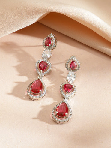 Ruby Drops American Diamond Zirconia Necklace Set