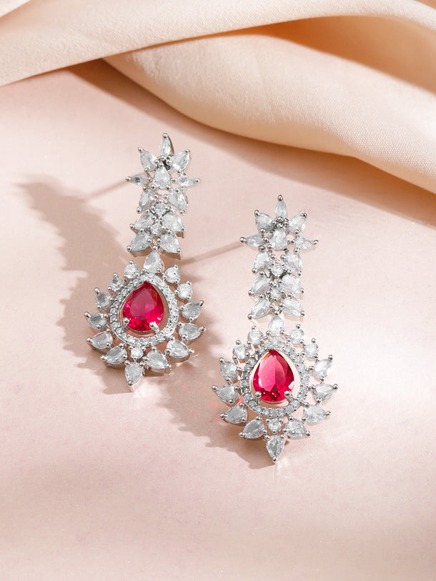 Ruby Studded Crystal Necklace Set