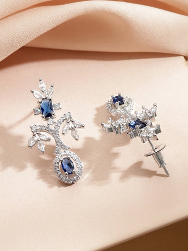 Blue Studded American Diamond Zirconia Necklace Set