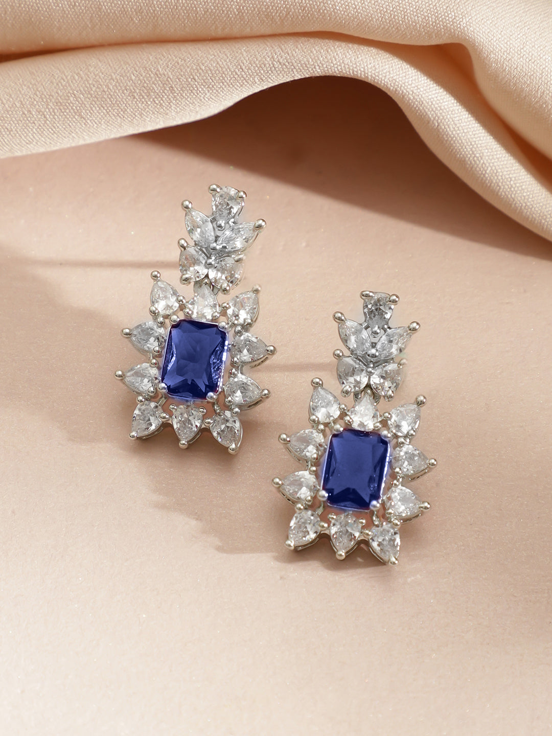 Blue American Diamond Zirconia Necklace Set