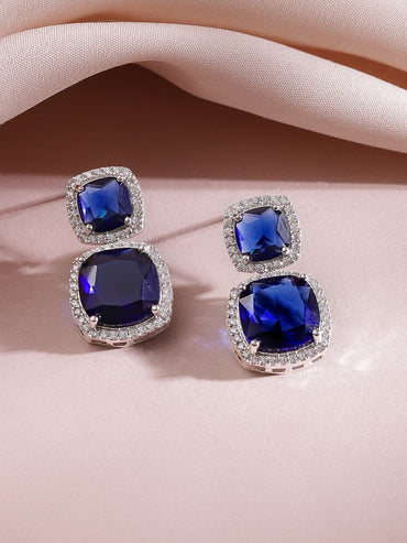 Blue Crystal Cut Short Necklace Set