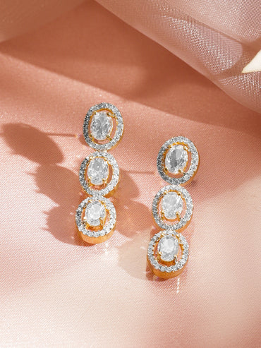 American Diamond Zirconia White Studded Necklace Set