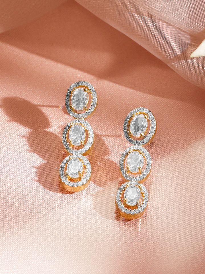 American Diamond Zirconia White Studded Necklace Set