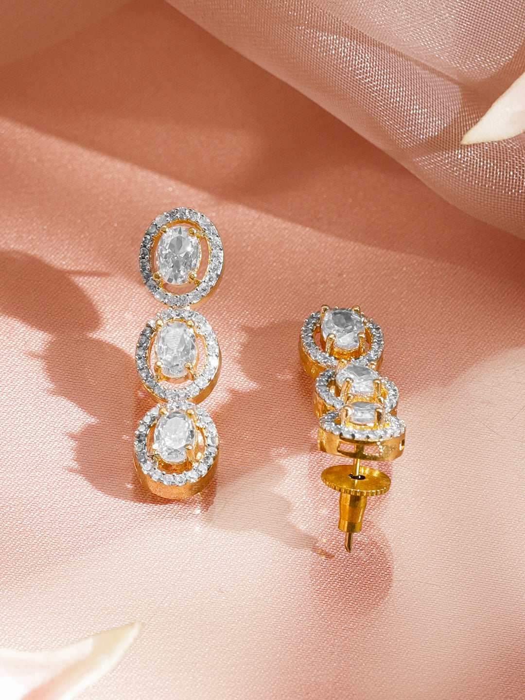 American Diamond Zirconia White Studded Necklace Set