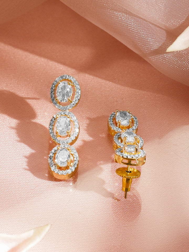 American Diamond Zirconia White Studded Necklace Set