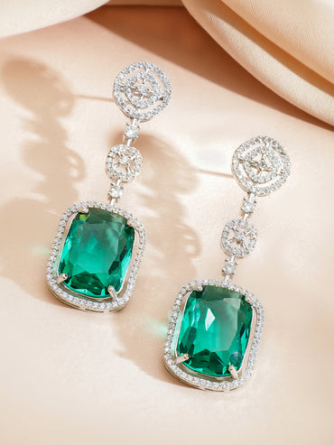 Green Gem & American Diamond Zirconia Luxury Necklace Set